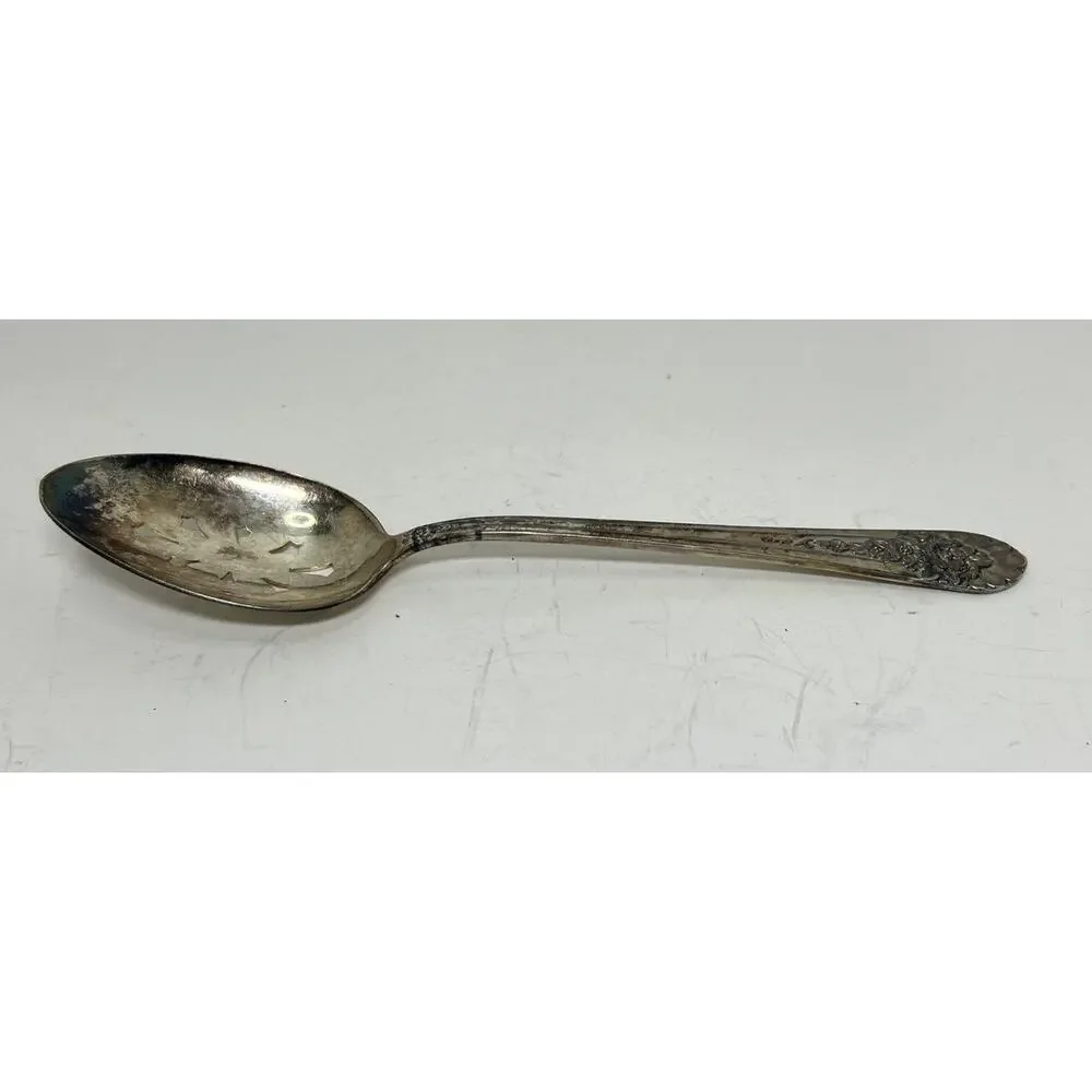 Wm Rogers Mfg. Co 1953 JUBLILEE Flatware Silver plate PIERCED SERVING SPOON 8.5”